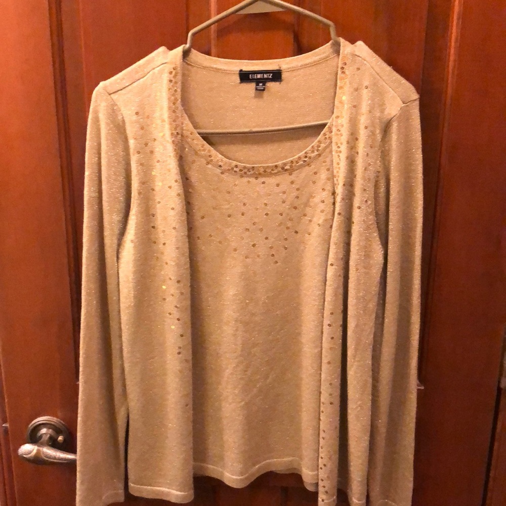 Gold sweater with sequined front